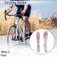 thumbnail image 2 of Calcetines de ciclismo únicos y económicos, transpirables, moldeadores, absorbentes de sudor, calcetines de bicicleta al aire libre, rosa y blanco, tamaño L, neutros y universales, 1 par, 2 of 7