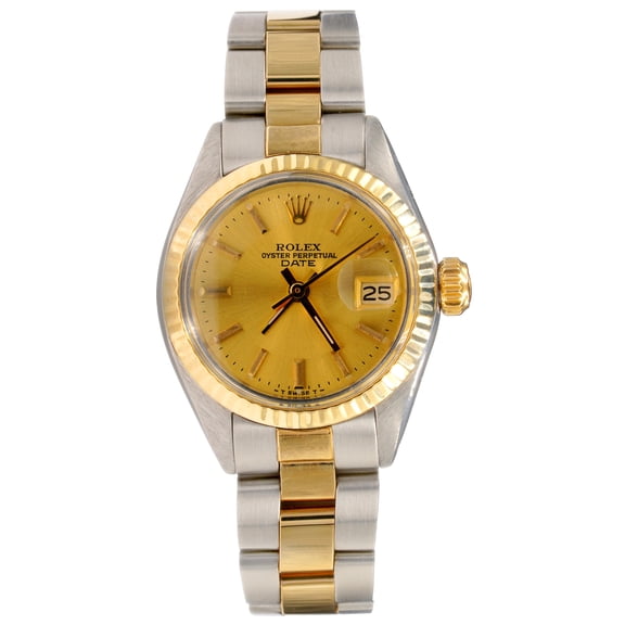 Pre-Owned Ladies Rolex Two-Tone Date Watch Gold Champagne Dial 6917
