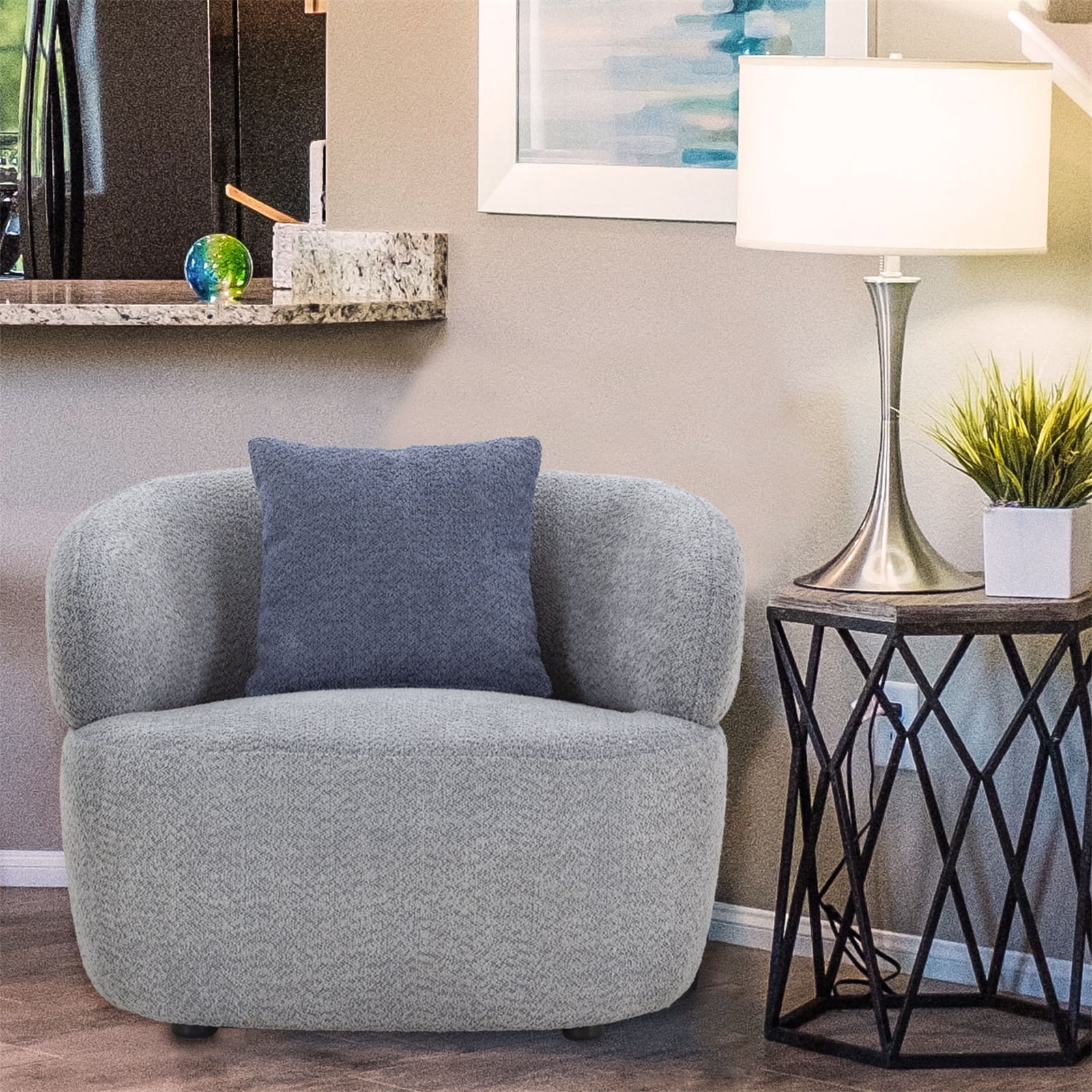 Kevinplus Round Curved Sofa Chair Modern Leisure Arm Chair Back