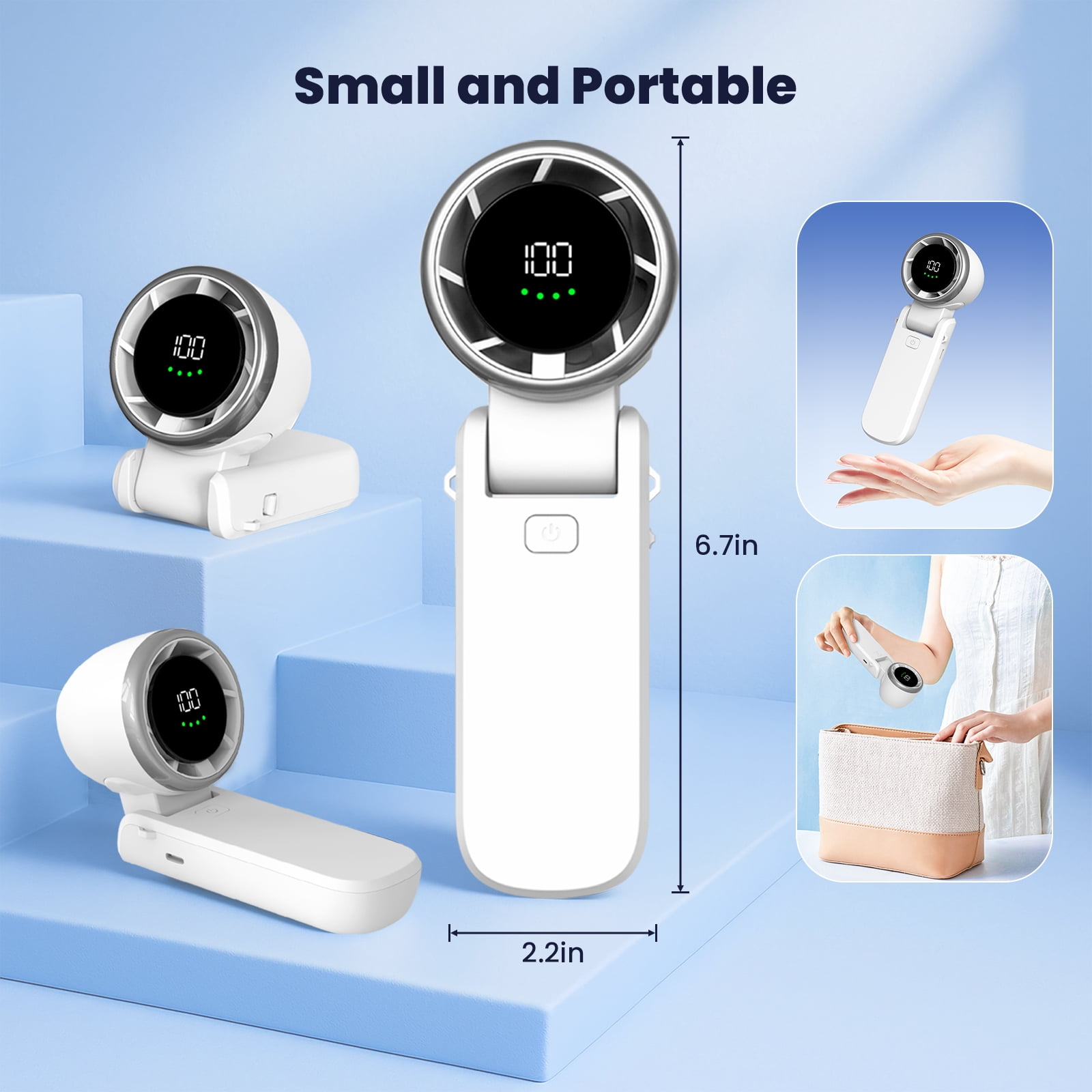 ATUPEN Portable Fan, Mini Handheld Fan with 100 Speeds Air Turbo Personal Fan for Indoor Outdoor Travel
