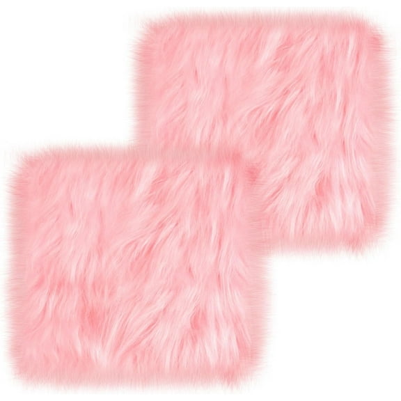 2 Pcs School Locker Rugs, 12" x 12" Mini Locker Decorations for Girls, Soft Fluffy Area Carpet with Non Skid Backing for Locker Decor Aesthetic Nail Photography Back to School Gift(Pink)
