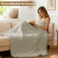 thumbnail image 5 of EMONIA Linen Twin Blanket for Bed, 320GSM Super Soft Cozy Blankets and Throws, Decorative Throw Blankets for Women Men Gifts, Throws with Stripes for Sofa Bed Decor, 80''x60'', 5 of 12