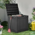 thumbnail image 2 of Boîte de Rangement Extérieure de 31 Gallons, Boîte de Livraison et de Rangement en Résine Imperméable avec Couvercle Verrouillable pour Coussins de Meubles de Patio, Accessoires de Piscine, Outils de Jardin, Noir, 2 of 8