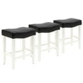 thumbnail image 2 of Costaelm Bulmon 24" Upholstered Antique White Counter Stools With Nail Head Trim (Set of 3), Black, 2 of 3