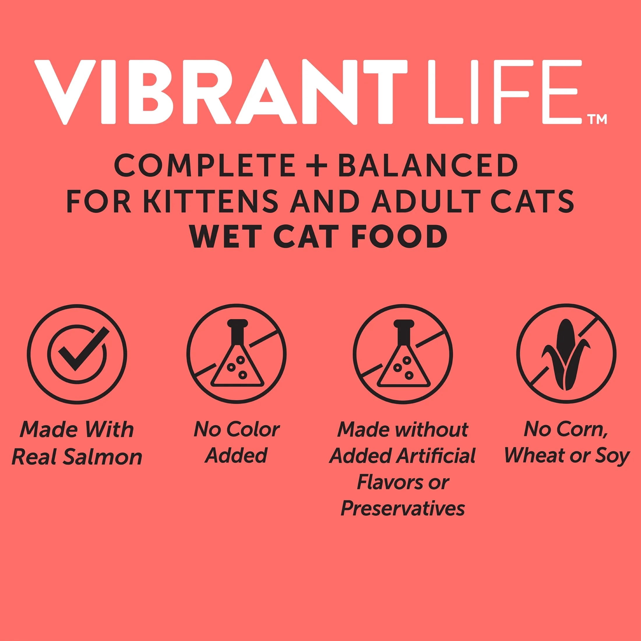 (12 pack) Vibrant Life Salmon Entree Pate in Savory Juices Wet Cat Food, Complete + Balanced, 2.64 oz Split Cup