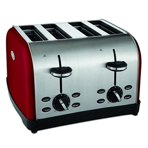 OSTER 4Slice Toaster with ExtraWide Slots and 7 Shade Settings Red