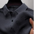 thumbnail image 4 of Breeze Polo Shirts for Men Beer Belly Short Sleeve Collared Quick Dry Textured Ultra Comfortable Shirts for Office Summer Daily Dark Gray 3XL, 4 of 5
