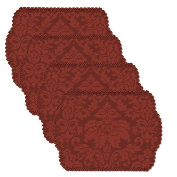 14 x 20 in. Heritage Damask Placemats, Red - Set of 4