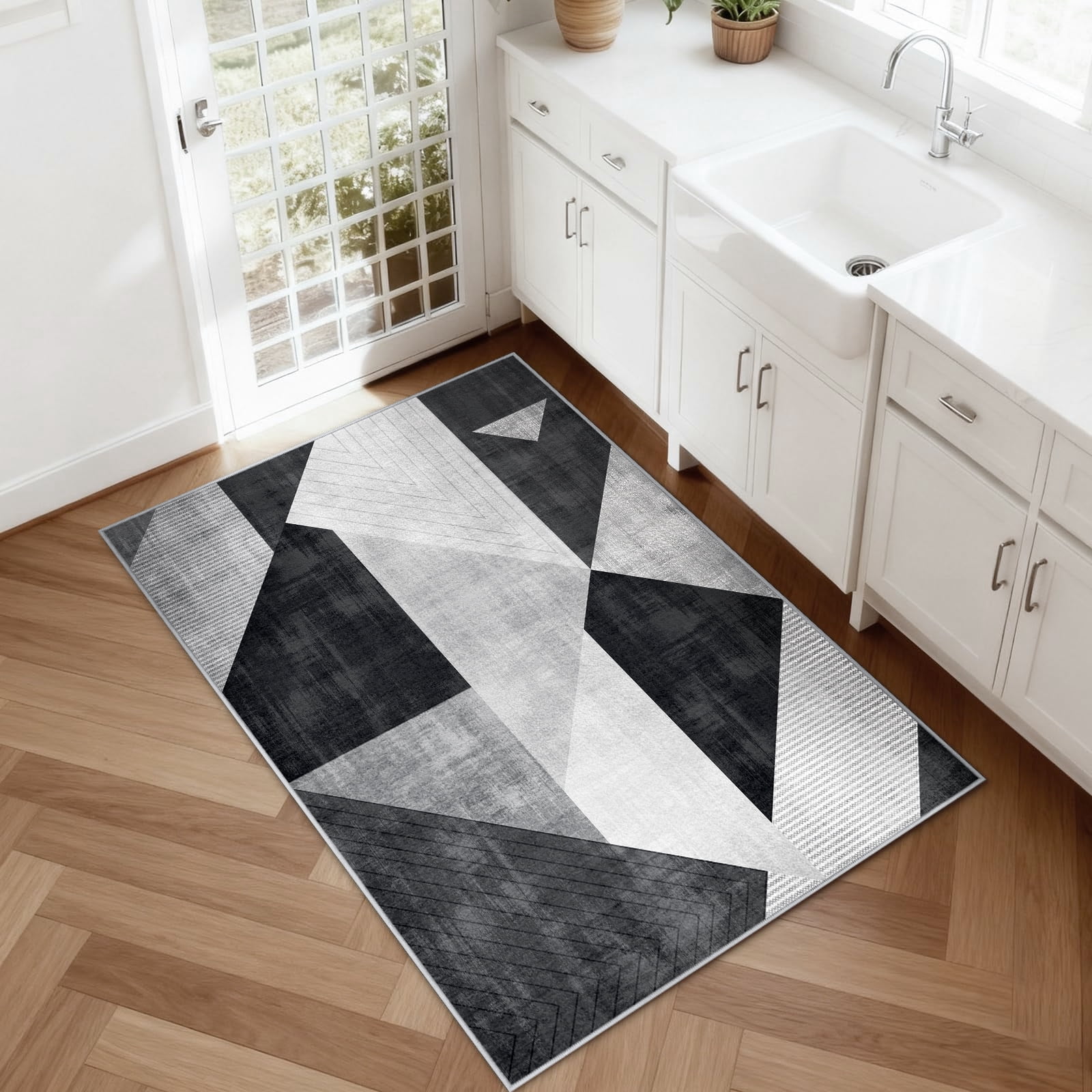 Bleum Cade Area Rugs 2x3,Modern Geometry Non Slip Washable Entryway Rug, Door Mat Outdoor Indoor,Soft Faux Wool Low Pile Welcome Mat for Entrance,Christmas Decorations