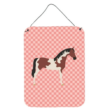 Carolines Treasures BB7907DS1216 Pinto Horse Pink Check Wall or Door Hanging Prints