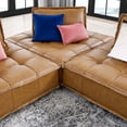 thumbnail image 7 of Modway Saunter 3-Piece Modern Tufted Faux Leather Sectional Sofa in Tan, 7 of 7