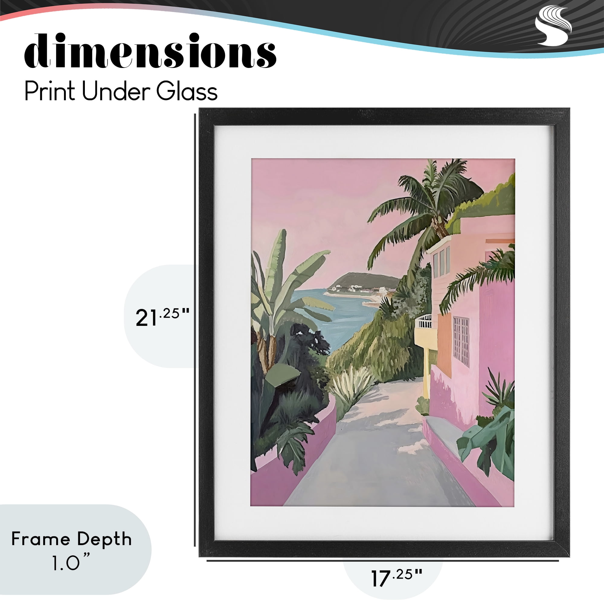 Stupell Industries Mediterranean Pink Coastal House Black Framed Print Under Glass, design by The Prints Vibe