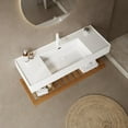 thumbnail image 3 of 48"Floating Bathroom Vanity with Vessel Sink Combo, Wall Mounted Storage Cabinet with Rectangular Acrylic Integrated Basin Without Faucet, Striped Shelf, Dark Walnut, 3 of 7