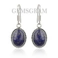 thumbnail image 2 of Radiant Oval Lapis Lazuli Earrings in Sterling Silver | Mesmerizing Blue Brilliance, 2 of 7
