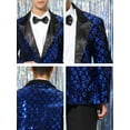 thumbnail image 6 of INSPIRE CHIC Men's Blazers Formal Tuxedo Peak Lapel One Button Glitter Argyle Sequin Blazers XL Royal Blue, 6 of 7