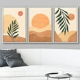 thumbnail image 3 of IDEA4WALL Framed Canvas Print Wall Art Set of 3 Mid-Century Geometric Sunlight Palm Leaf Nature Abstract Shapes Minimalism Boho Decor for Living Room, Bedroom, Office - 24"x36"x3 White, 3 of 5