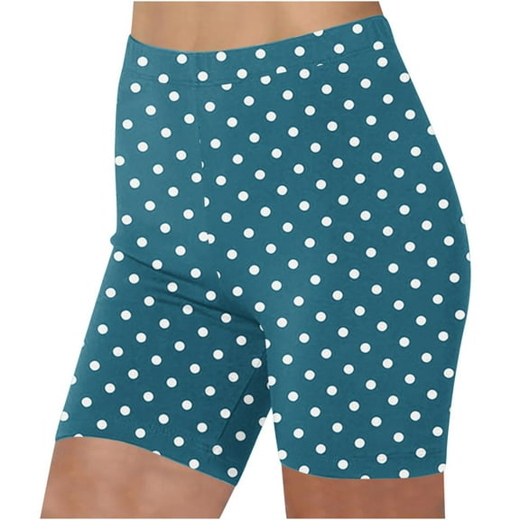 Qingpeng Womens Polka Dot Biker Shorts High Waisted Stretchy Slim Fit Shorts for Sporty Wear and Everyday Use