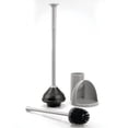 thumbnail image 5 of mDesign Hidden Plunger and Brush Set for Toilet Bowl - Brush Cleaner and Plunger Combo with Holder Caddy for Bathroom - Modern Toilet Brush and Plunger Set - Aura Collection - 2 Pack - Gray, 5 of 8