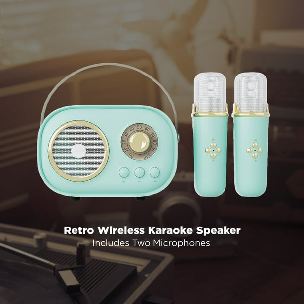 Aiwa Retro Wireless Karaoke Speaker, Mint, AI6028-MNT - Walmart