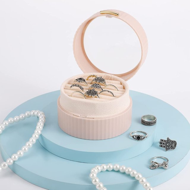 Joyero organizador, mini joyero de viaje de terciopelo, pequeño organizador de joyas, rosa, 1 unidad ZefeiWu 8390611246013