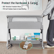 Cowiewie Bassinet for Babies Large Volume and Mobile with Storage Basket Bedside Sleepers for 0 to 6 Months Baby Infants