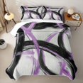 thumbnail image 2 of Homewish Swirl Stripes Twin Quilt Set,Modern Geometric Twin Coverlet Set,Purple Black,2 Pieces, 2 of 7