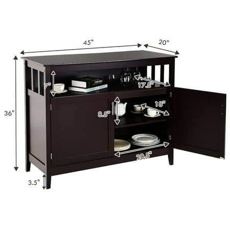 buffet table server cabinet storage kitchen sideboard dining wood tv bellbrook wide goplus modern stand brown overall