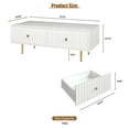 thumbnail image 6 of Modern Coffee Table with Storage with 2 Big Drawers, White Rectangle Coffee Table for Living Room, Wooden Fluted Table Accent Tea Table for Living Room Apartment Small Space, 6 of 9