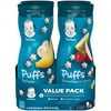 Gerber Puffs Baby Snacks, Banana & Apple Strawberry Variety Pack, 1.48 oz Canister (8 Pack)