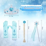 Jurebecia Princess Dress for Girls Birthday Party Blue Costume up Toddlers Kids Christmas Halloween Cosplay Clothes with Accessories 4T(3-4Years)