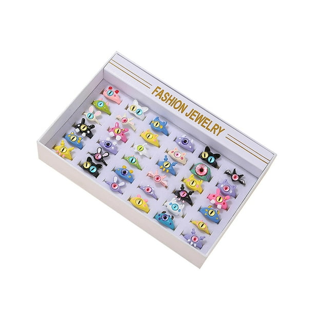 36 Pieces Little Girl Jewel Rings in Box for Ages 4 5 6 7 Year Old Girl