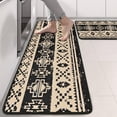 thumbnail image 2 of Kitchen Rugs Sets Of 2,Brown Geometric Triangle Square Pattern Anti Fatigue Kitchen Mat Rugs Non Slip Washable,Decorative Kitchen Floor Mats for Kitchen,Sink,Laundry,17"x47"+17"x47", 2 of 5