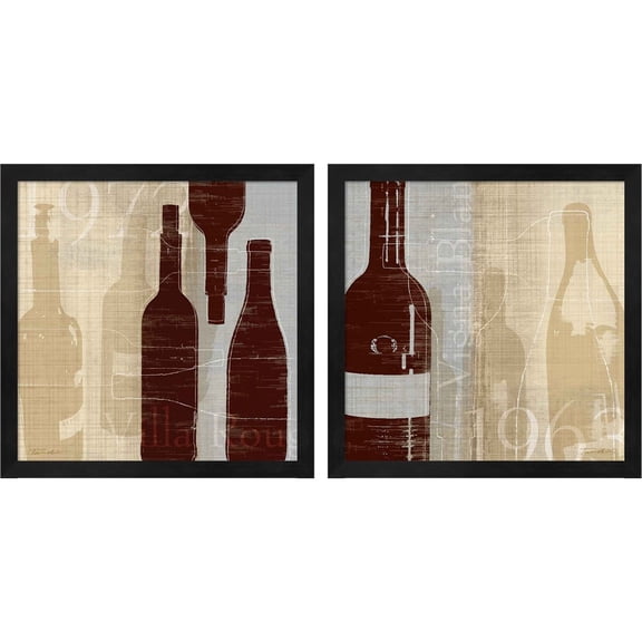 Great Art Now Bordeaux by Tandi Venter, 2 Piece Framed Art Set Each 13"W x 13"H
