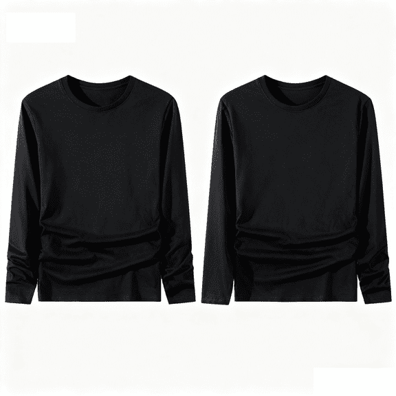 Maean 2 Pack Mens Basic Tshirts Long Sleeve Lightweight Pullover Soft Comfy Solid Color Casual Tee
