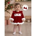 thumbnail image 4 of Miaouyo Infant Baby Girls 2Pcs Christmas Outfits 0 3 6 12 18 Months Long Sleeve Velvet Romper Dress with Headband, 4 of 9