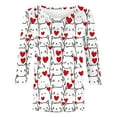 thumbnail image 4 of Valentine's Day T-Shirts, Valentines Day Graphic Tee, 3/4 Sleeve Tops for Women Women's Fashion Printing Casual Round-Neck 3/4 Sleeved T-Shirt Blouse, 4 of 5