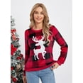 thumbnail image 3 of Musuos Matching Family Christmas Sweatshirts Long Sleeve Round Neck Reindeer Graphic Pullovers Plaid Tops, 3 of 9