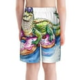 thumbnail image 3 of Cauagu Alligator Donut Pool Float Print Swim Trunks for Men,Youth Boys Swim Shorts Compression Liner Beach Shorts Boys' Swimming Shorts 7-20 Years Bathing Suit-Large, 3 of 7