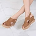 thumbnail image 4 of Juebong Women PlatformThick Bottom Fish Mouth Strap Sandals Slope Heel Casual Shoes,Brown Size 5-5.5, 4 of 6