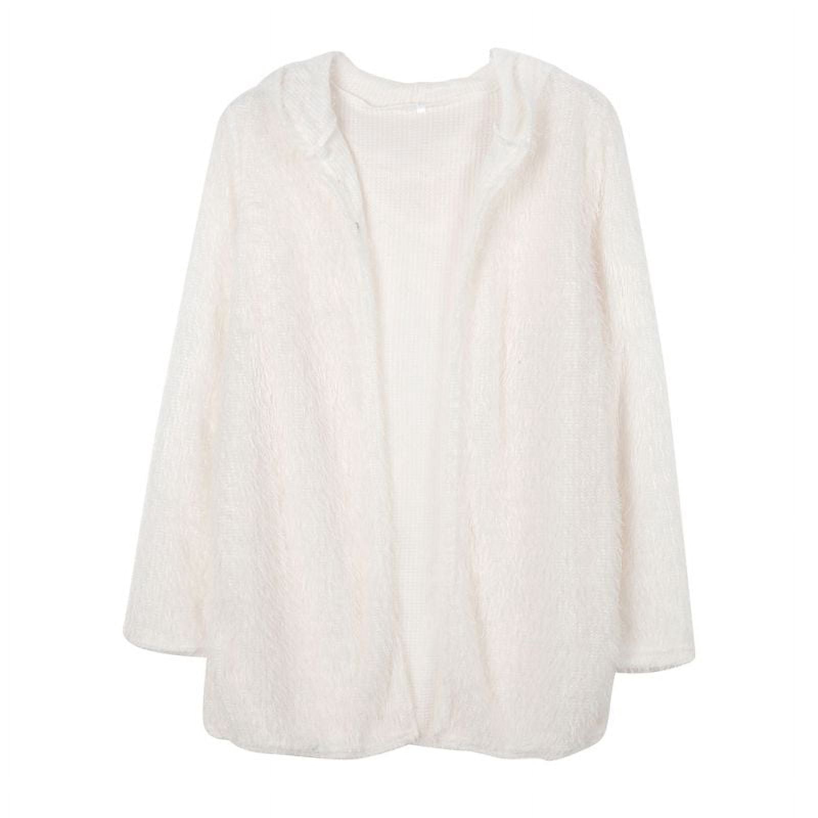 Womens Long Sleeve Sweater Solid Fuzzy Open Front Hooded Cardigans Oversized Jacket Coats Outwear - image 2