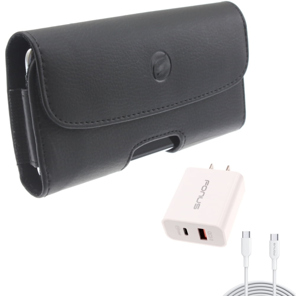 Case Belt Clip & 36W PD Home Charger for Samsung Galaxy S24 Ultra - Leather Holster Cover Pouch, Fast Type-C 6ft Long Cable USB-C Power Cord for Galaxy S24 Ultra
