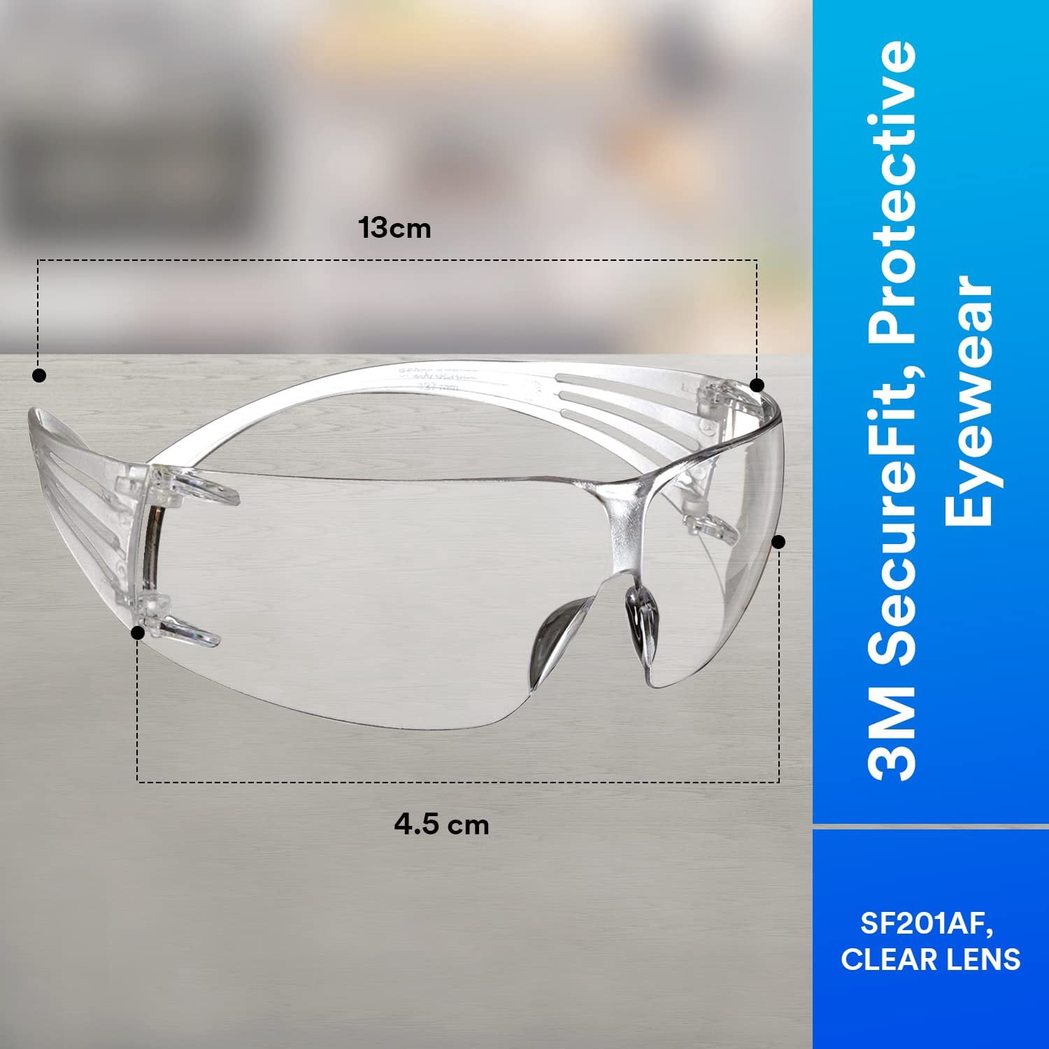 SecureFit™ 200 Series Safety Glasses, Frameless/Wrap-Around, Clear, Anti-Fog/Anti-Scratch