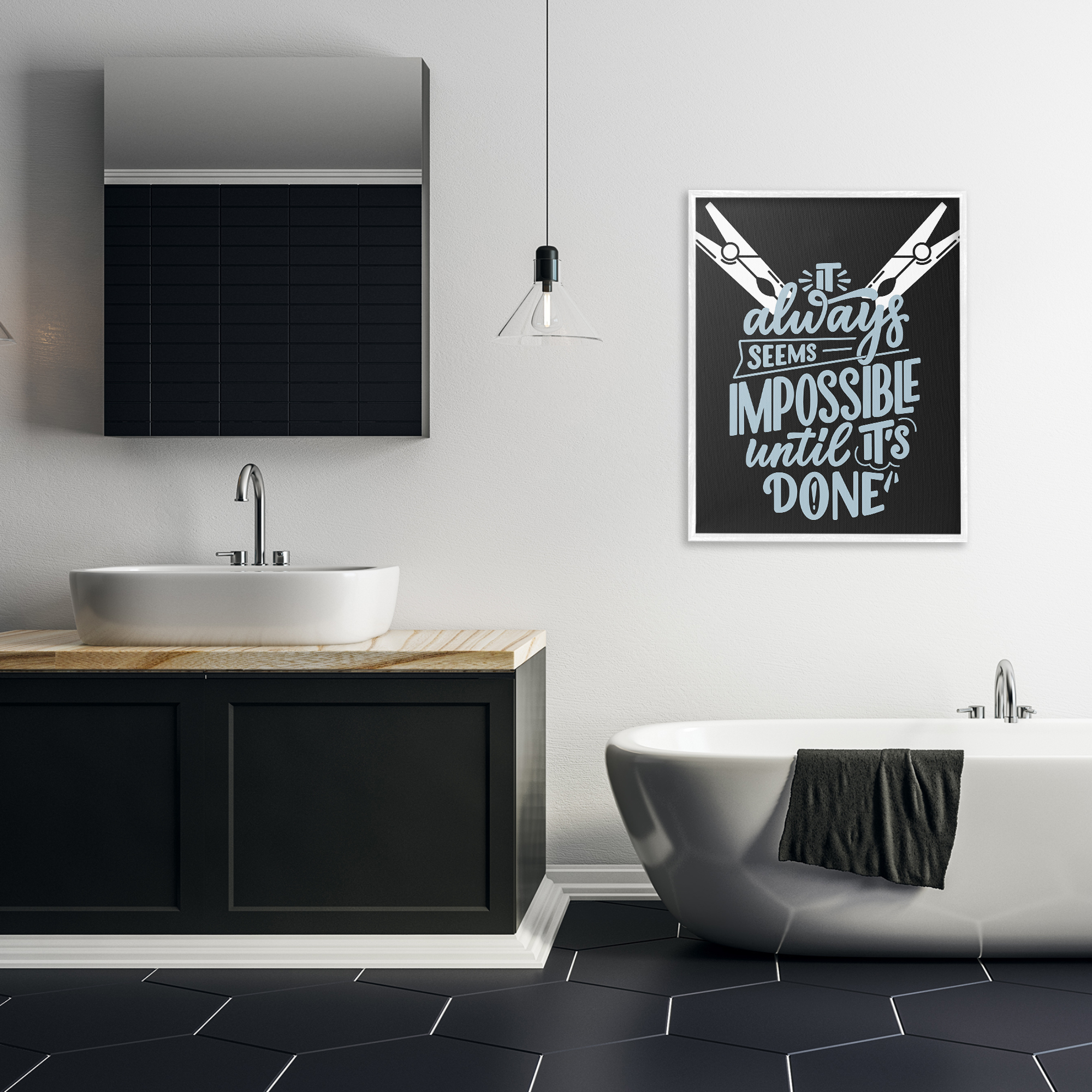 Impossible Until It's Done White Framed Giclee Art, design by Jesse Keith
