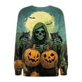 thumbnail image 4 of YDFCWXW Halloween Pumpkin Sweatshirts for Women Funny Ghost Graphic Spooky Season Fall Pullover Top Orange, L, 4 of 4