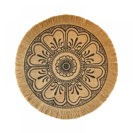 

Esho Linen Boho Round Placemats Kitchen Dining Table Plate Mats 1Pc
