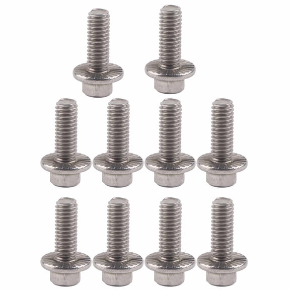 NFTIGB 10pcs M6 x 20mm Stainless Steel 304 Hex Flange Screws Cap Washer Head Bolts Fastener