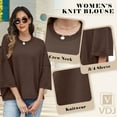 thumbnail image 5 of VDJ Womens 3/4 Sleeve Tops Oversize Casual Crewneck Sweaters Comfort Lightweight Solid Knit Shirts Cropped Clothes Size L, 5 of 6