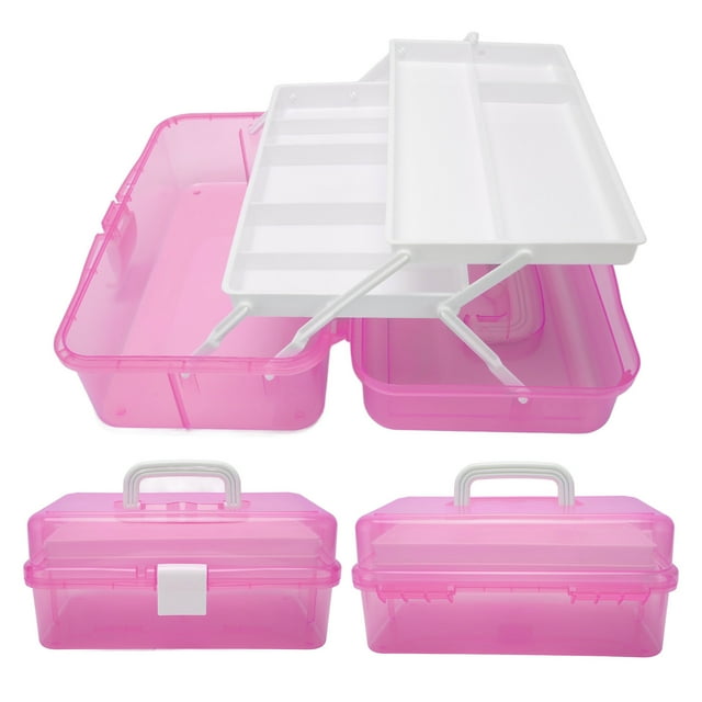 3 Layers Portable Storage Box Craft Caddy Box Handheld Multipurpose Storage Case For Art Materials, Paints, Craft Supplies,Sewing, Etc.