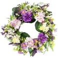 thumbnail image 3 of Northlight Hydrangea and Foliage Spring Floral Twig Wreath - 24" - Purple, 3 of 10