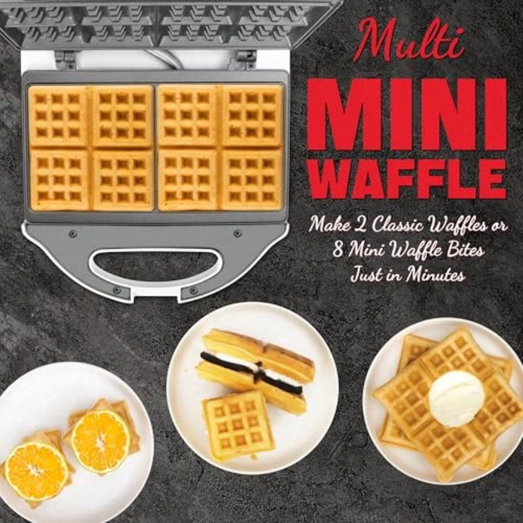 Square Waffle Maker 2 x 4" Mini Classic Waffles Maker Machine Waffle Iron Dual Cooking Plates for Family Breakfast Non-stick White